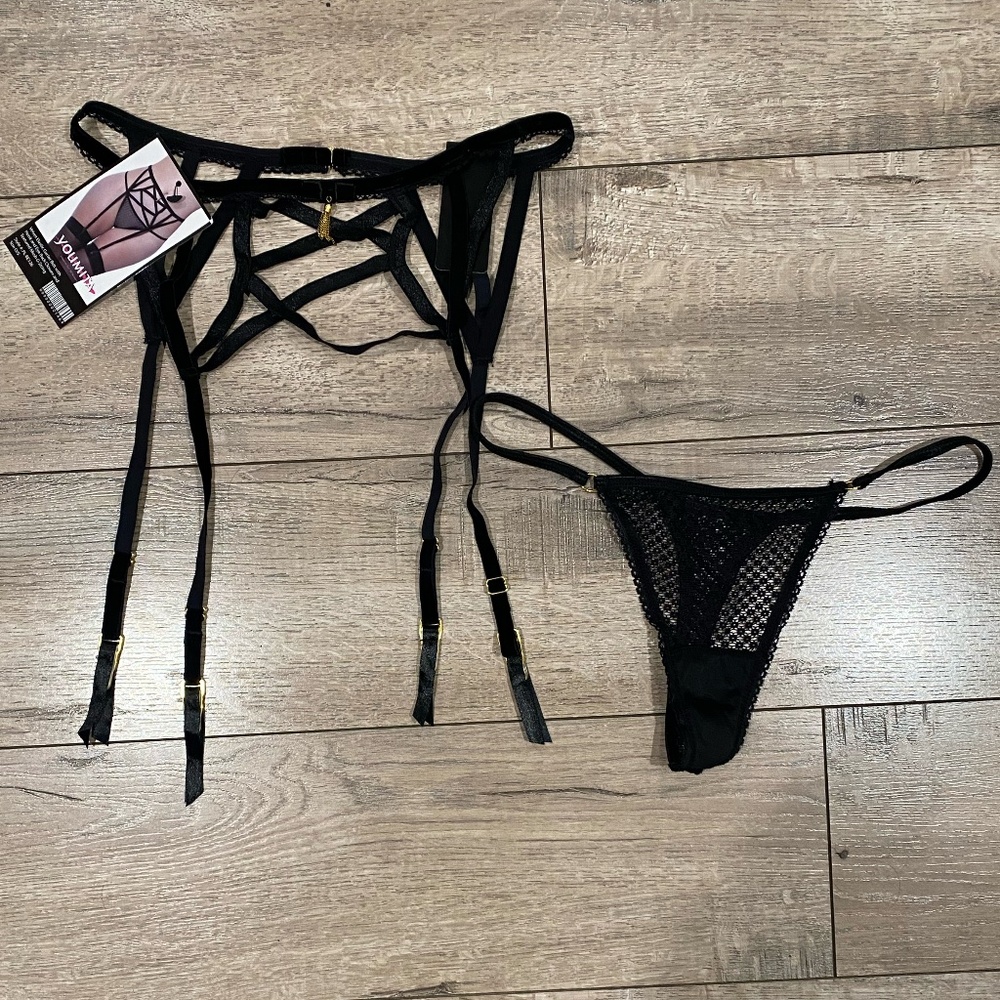 New Velvet Garter Belt 2 Pieces